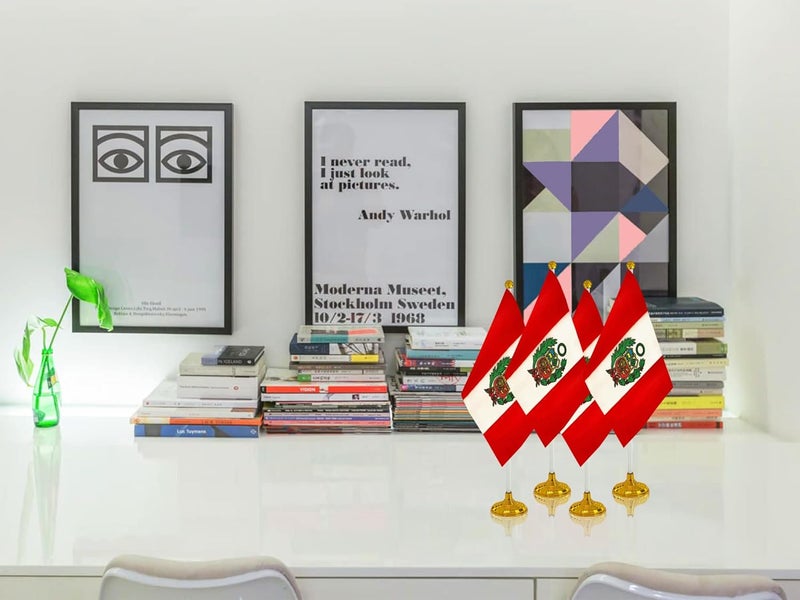 WXTWK 12 Pack Peru Flag Peruvian Desk Flag Small Mini Peruvian Table Flags With Stand Base,Home Office Festival Events Celebration Decorations - Image 5